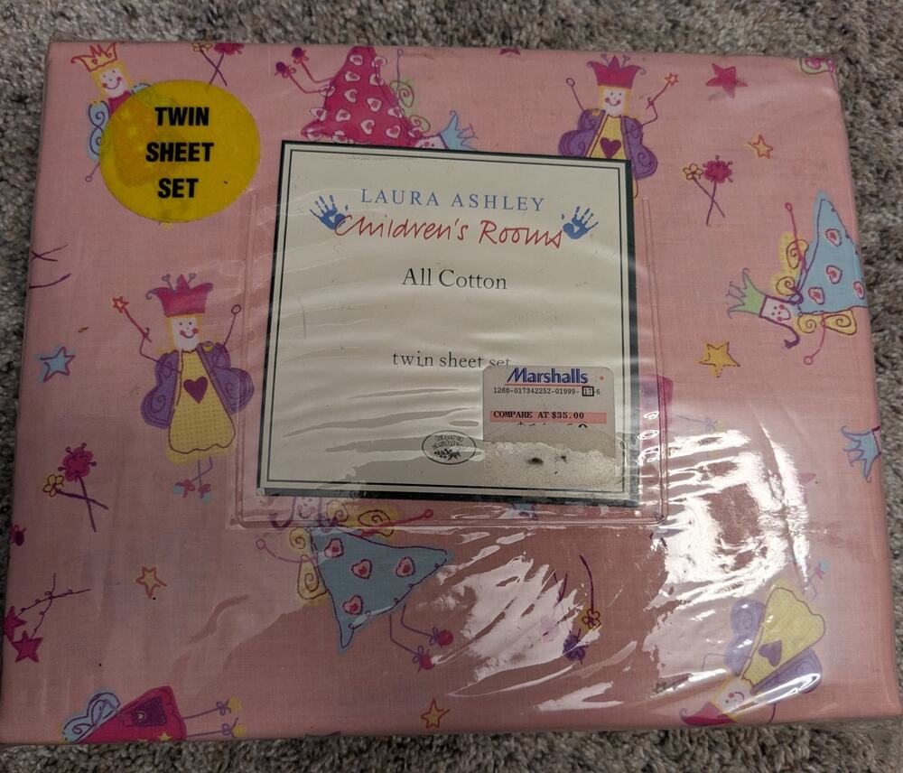 Laura Ashley Pink Fun Fairies Twin Sheet Set NIP